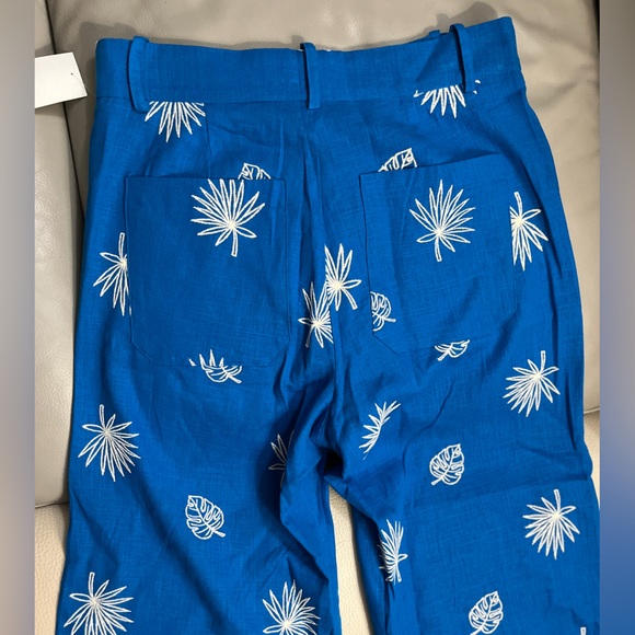 Zara Women’s Palm Embroidered Wide Legs Cropped Trousers - Size M - Picture 9 of 10
